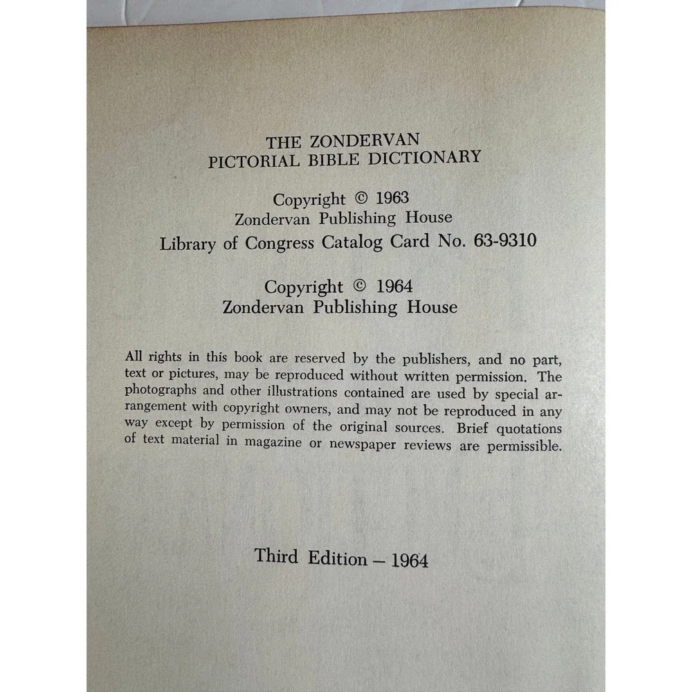 Zondervan Pictorial Bible Dictionary 1964 Merrill‎ Tenney Hardback Dust Jacket